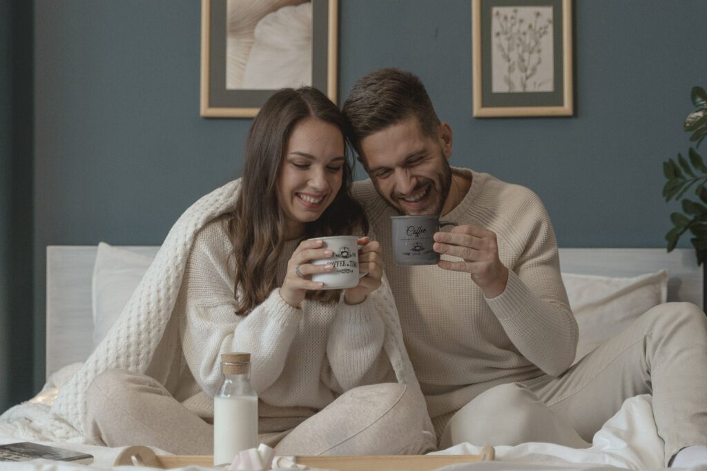 couple trying to keep warm