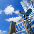 Security cameras on an office building