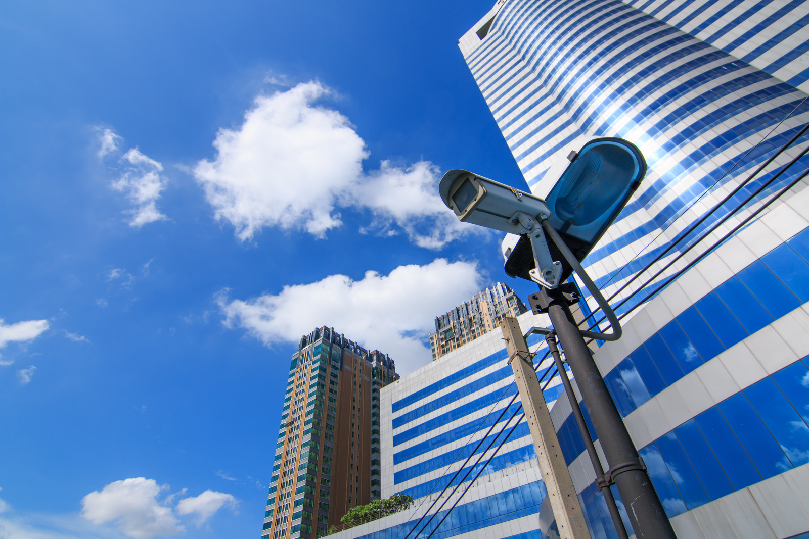 Security cameras on an office building