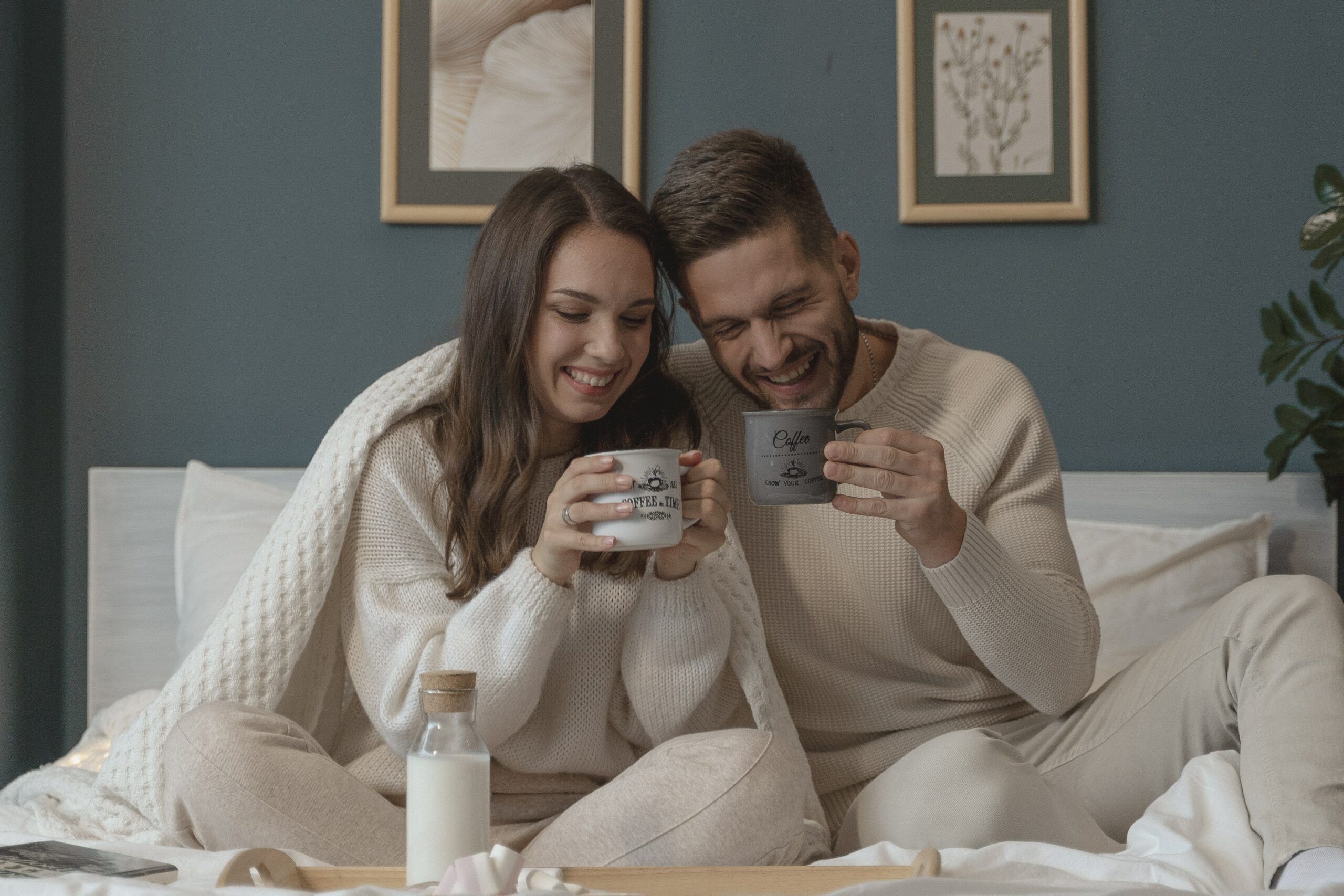 couple trying to keep warm