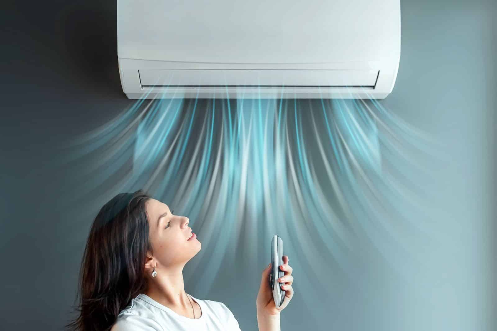 woman with aircon on